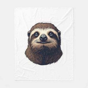 Antique Sloth Illustration Vintage Tee (2) Fleece Blanket