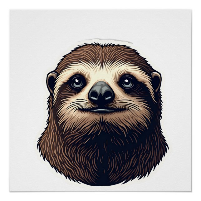 Antique Sloth Illustration Vintage Tee (2) Poster (Front)