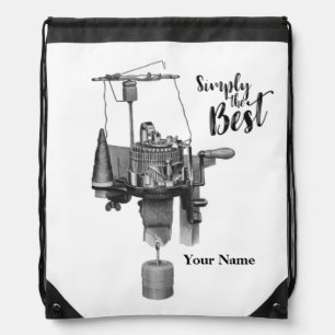 Antique Sock Knitting Machine Line Drawing Drawstr Drawstring Bag