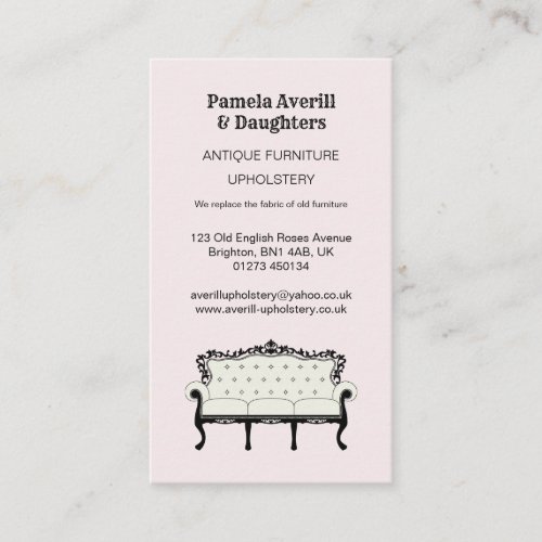 Antique Sofa Vintage Upholstery Business Card