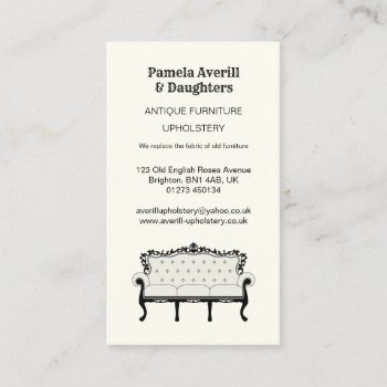 Antique Sofa  Vintage Upholstery Business Card by IrinaFraser at Zazzle