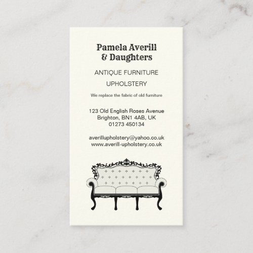 Antique Sofa Vintage Upholstery Business Card