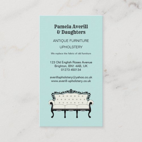Antique Sofa Vintage Upholstery Business Card