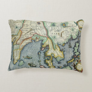 Antique Southeast Asian Map by Mercator / Hondius Accent Pillow