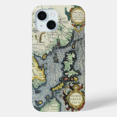 Antique Southeast Asian Map by Mercator  Hondius iPhone 15 Case