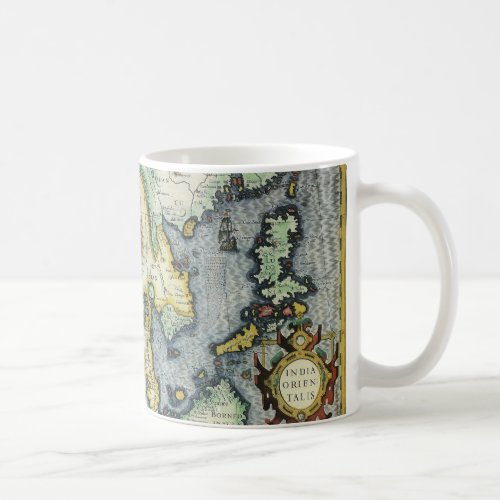 Antique Southeast Asian Map by Mercator  Hondius Coffee Mug