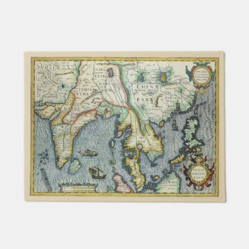 Antique Southeast Asian Map by Mercator  Hondius Doormat