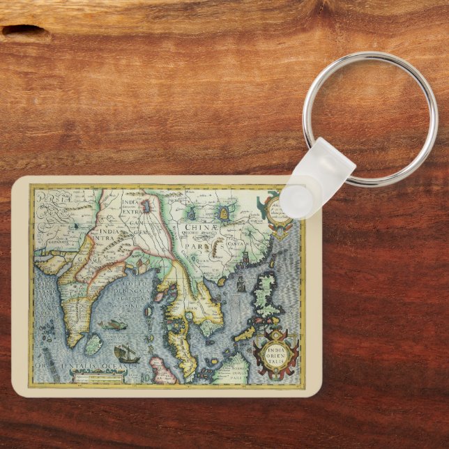 Antique Southeast Asian Map by Mercator / Hondius Keychain (Front)