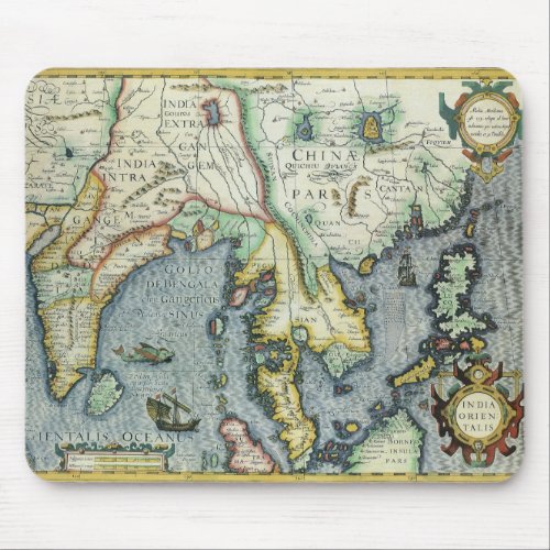 Antique Southeast Asian Map by Mercator  Hondius Mouse Pad