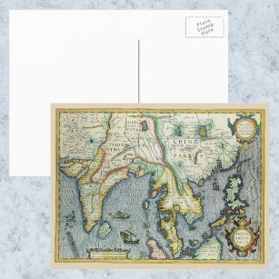 Antique Southeast Asian Map by Mercator / Hondius Postcard