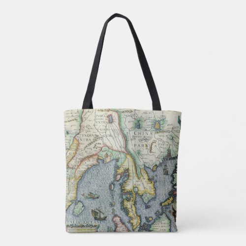 Antique Southeast Asian Map by Mercator  Hondius Tote Bag