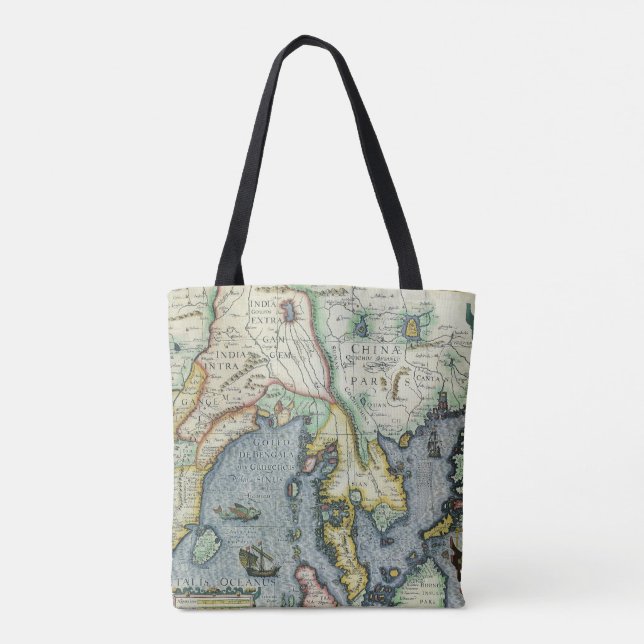 Antique Southeast Asian Map by Mercator / Hondius Tote Bag (Back)