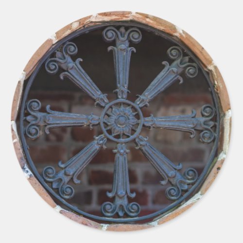 Antique Southern Wrought Iron Window Guard   Classic Round Sticker