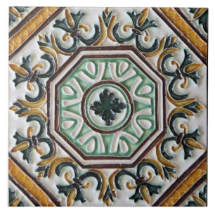Antique Spanish Majolica Ceramic Tile