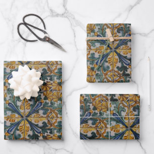 Antique Spanish Tile Wrapping Paper Sheets