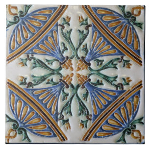 Antique Spanish Vintage Majolica Ceramic Tile