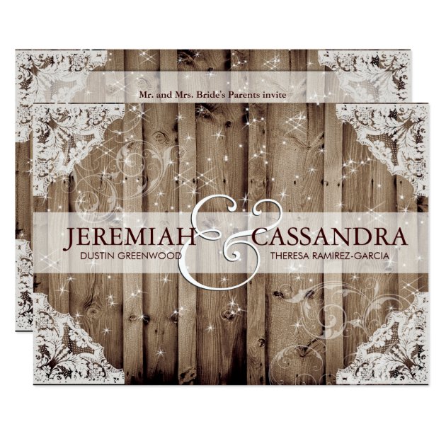 Antique Sparkle White Lace Wedding Invitation