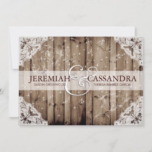 Antique Sparkle White Lace Wedding Invitation