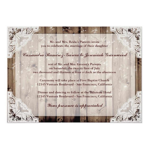 Antique Sparkle White Lace Wedding Invitation