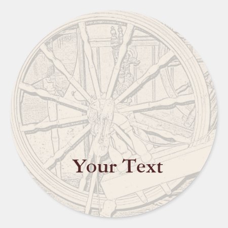 Antique Spinning Wheel Arts Craft Sticker Name Tag
