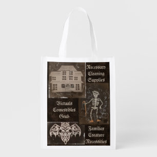 Antique Spooky Gothic Goth Cute Trio Grocery Bag