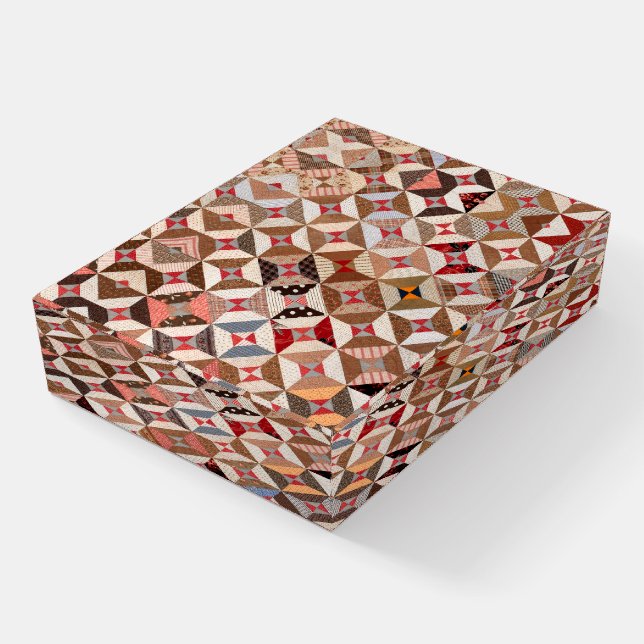 Antique Spool Pattern Patchwork Quilt Paperweight (Angled)