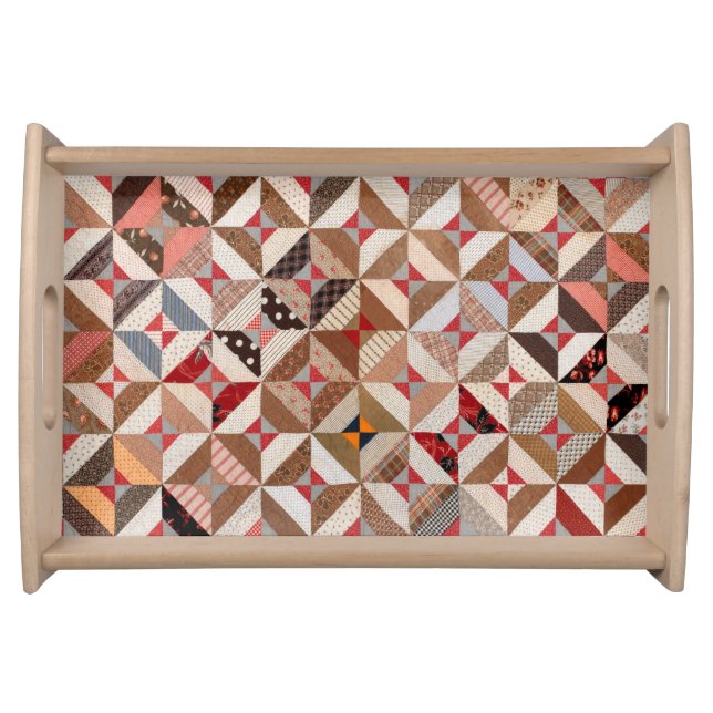 Antique Spool Pattern Patchwork Quilt Serving Tray (Front)