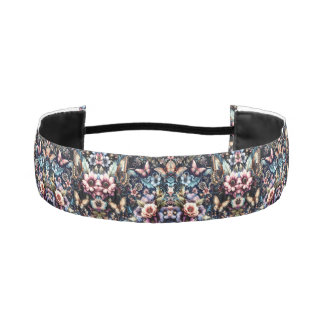 Antique Spring Flowers and Butterflies  Athletic Headband