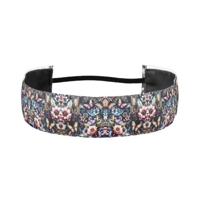 Antique Spring Flowers and Butterflies  Athletic Headband (Front)