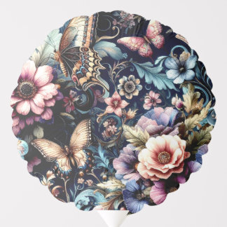 Antique Spring Flowers and Butterflies  Balloon