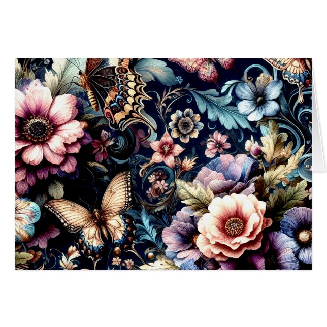 Antique Spring Flowers and Butterflies Blank   (Front Horizontal)