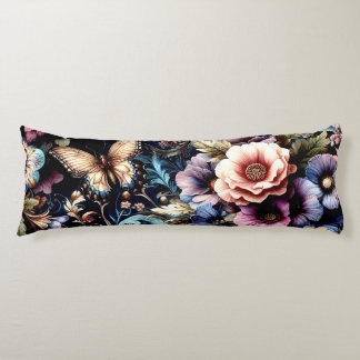 Antique Spring Flowers and Butterflies  Body Pillow