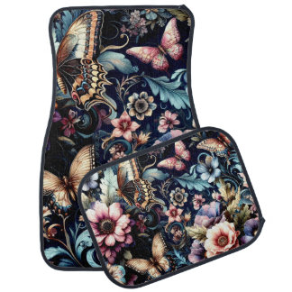 Antique Spring Flowers and Butterflies  Car Floor Mat