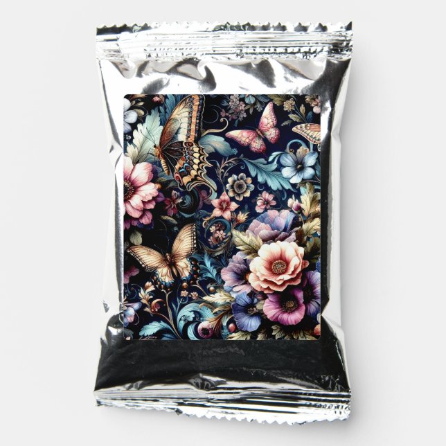 Antique Spring Flowers and Butterflies  Coffee Drink Mix (Front)