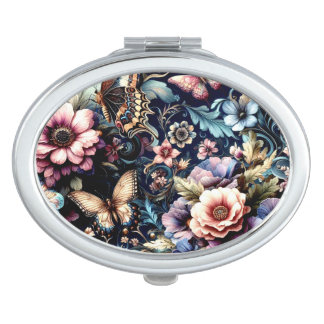 Antique Spring Flowers and Butterflies  Compact Mirror