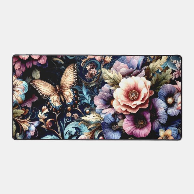 Antique Spring Flowers and Butterflies  Desk Mat (Front)