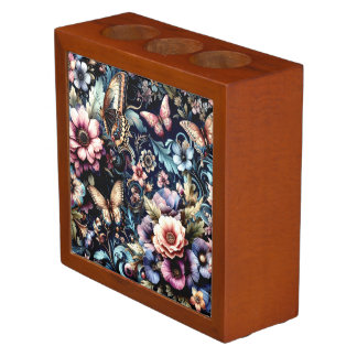 Antique Spring Flowers and Butterflies  Desk Organizer