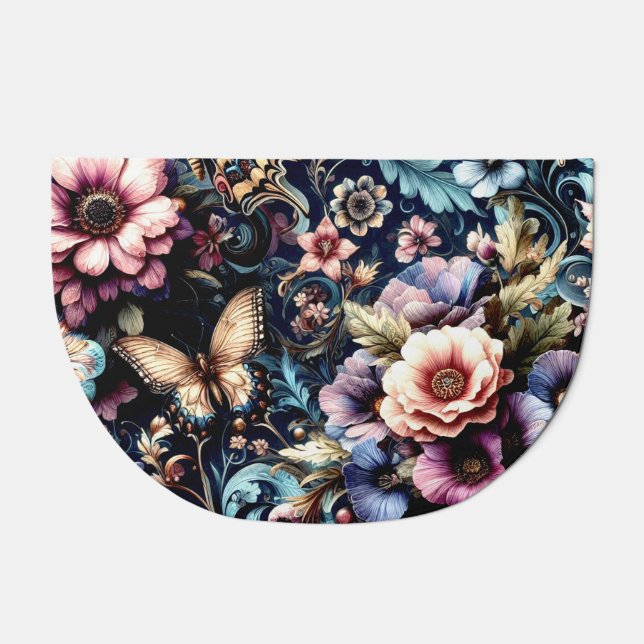 Antique Spring Flowers and Butterflies  Doormat (Front)