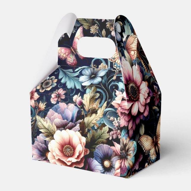 Antique Spring Flowers and Butterflies  Favor Boxes (Front Side)