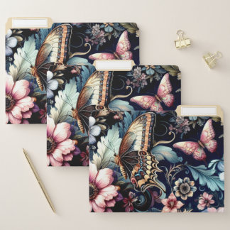 Antique Spring Flowers and Butterflies File Folder