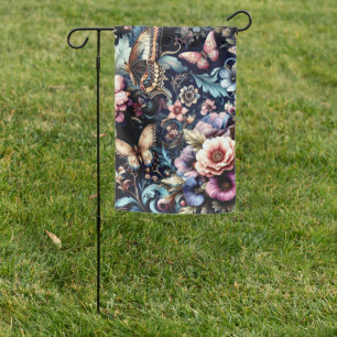 Antique Spring Flowers and Butterflies Garden Flag