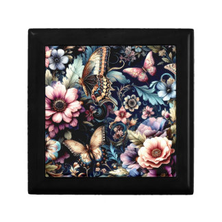 Antique Spring Flowers and Butterflies  Gift Box