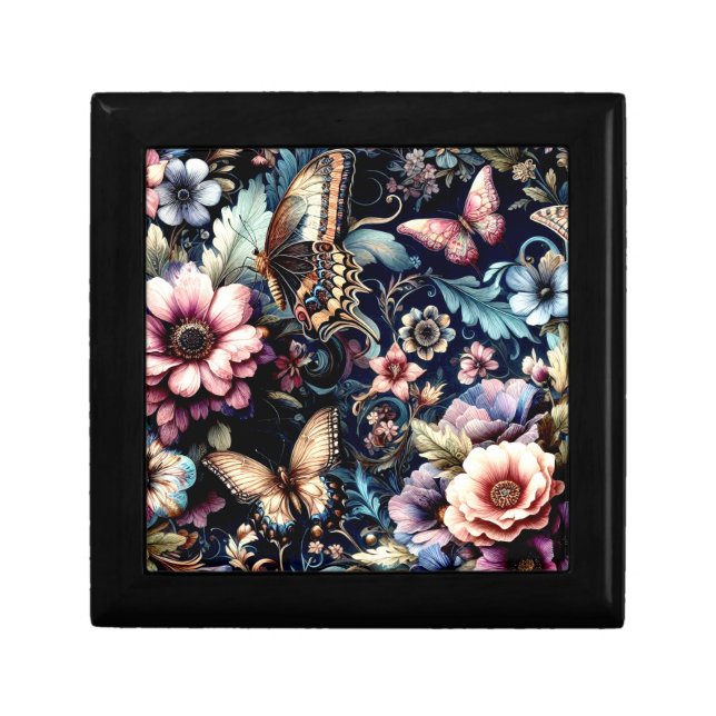 Antique Spring Flowers and Butterflies  Gift Box (Front)