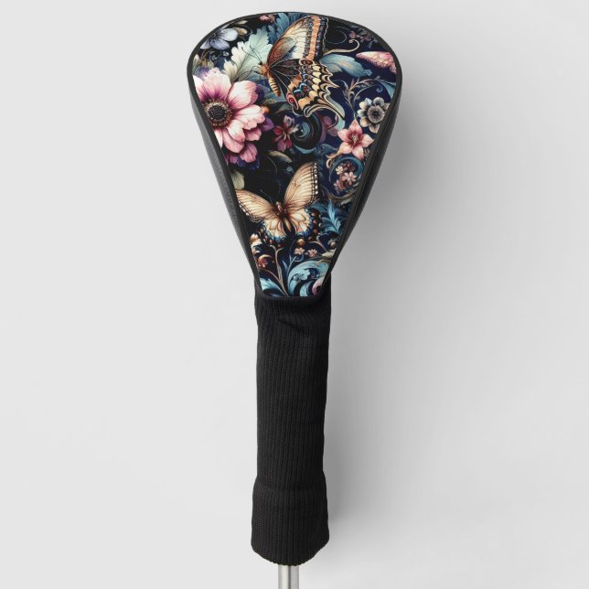 Antique Spring Flowers and Butterflies  Golf Head Cover (Front)
