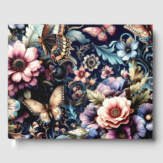 Antique Spring Flowers and Butterflies  Guest Book