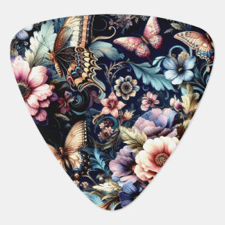 Antique Spring Flowers and Butterflies  Guitar Pick