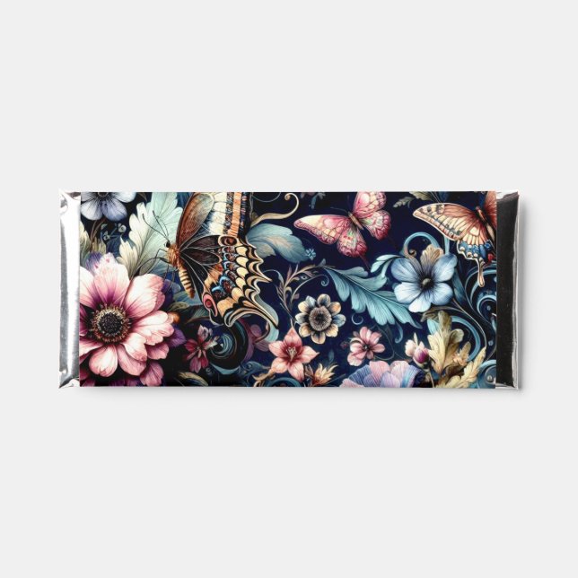 Antique Spring Flowers and Butterflies  Hershey Bar Favors (Front)