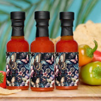 Antique Spring Flowers and Butterflies  Hot Sauces