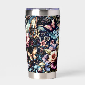 Antique Spring Flowers and Butterflies  Insulated Tumbler