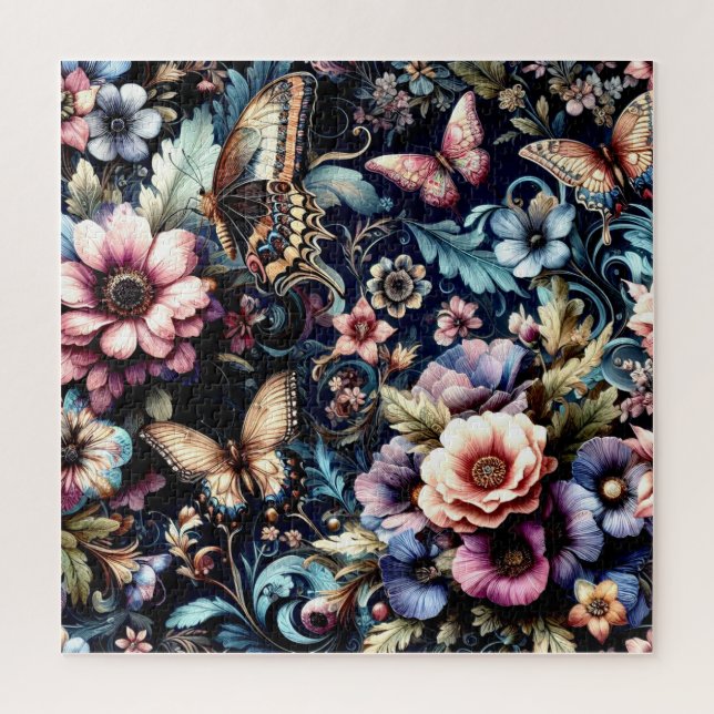 Antique Spring Flowers and Butterflies  Jigsaw Puzzle (Vertical)